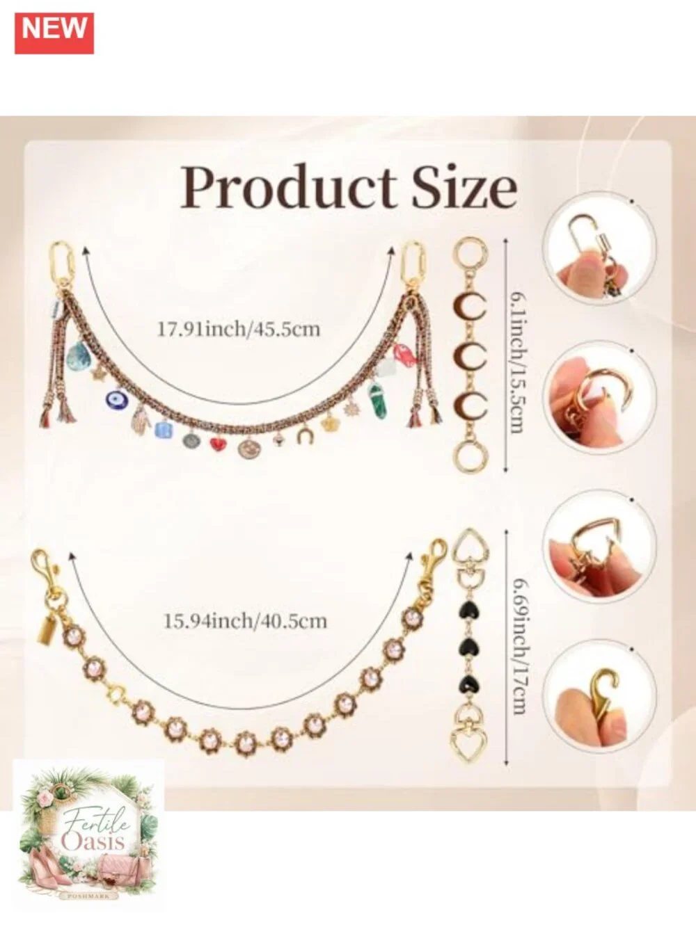 4 Pack Bag Chain Charm, Purse Charms Wallet Chain, Bag Extender Chain with